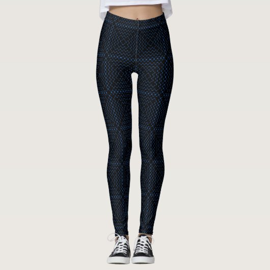 Schwarze Quadrate Muster Leggings (Vorderseite)