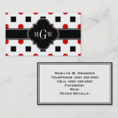 Schwarze Quadrate rote Punkte Schwarze Quatrefolie Visitenkarte (Vorne/Hinten)