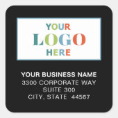 Schwarze Quadrate-Rücksendeadressen-Aufkleber für  Quadratischer Aufkleber (Vorderseite)