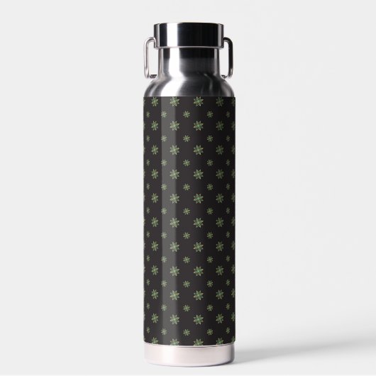 Schwarze Quilt Star isolierte Wasserflasche Trinkflasche (Vorne)