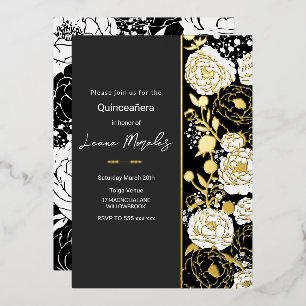 Schwarze Quinceañera-Folie-Einladung Folieneinladung