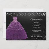 Schwarze Quinceanera Prinzessin Lila Gourmets Einladung (Vorderseite)