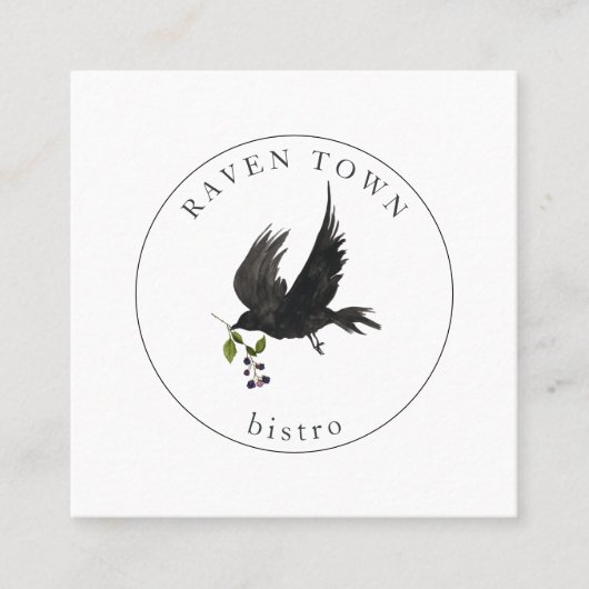 Schwarze Raben-Krähen-Quadrat-Visitenkarte Quadratische Visitenkarte (Vorderseite)