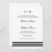 Schwarze, raffinierte Streifen Hochzeitsreise Einladung (Vorne/Hinten)
