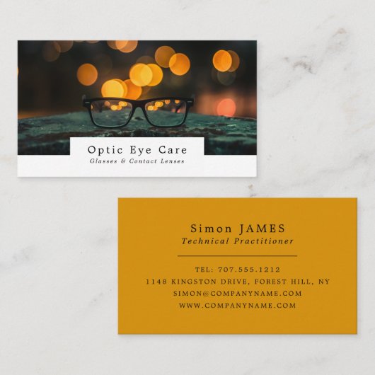Schwarze Rahmen, Optiker, Techniker Visitenkarte (Vorne/Hinten)