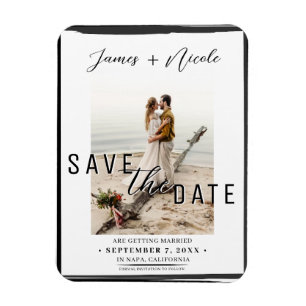 Schwarze Rahmen-Overlay-Foto Save-the-Date-Hochzei Magnet
