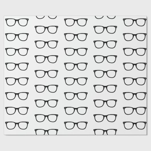 Schwarze Rahmen Retro-Brille Geschenkpapier (Flach)