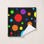 Schwarze Rainbow Spots Badetuch Set (Waschlappen)