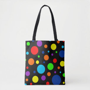 Schwarze Rainbow-Spots Tote-Beutel Tasche