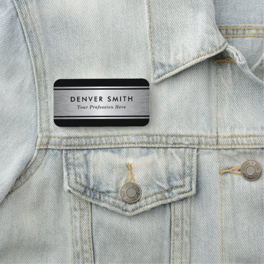 Schwarze Ränder Silbergraue Gradientenbezeichnung Namensschild (Beispiel)