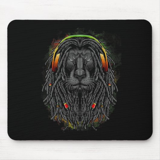 Schwarze Rasta Lion mit Dreads - Zeigen Sie Ihren  Mousepad (Vorne)