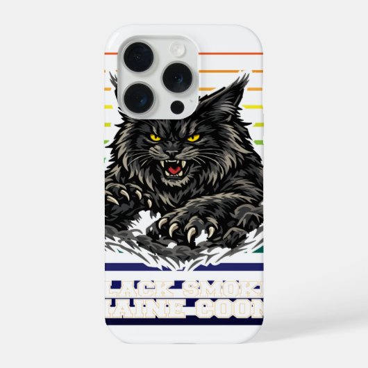 Schwarze Rauch Maine Coon Katze Fierce Maskottchen iPhone Hülle (Rückseite)