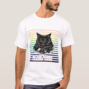 Schwarze Rauch Maine Coon Katze Fierce Maskottchen T-Shirt