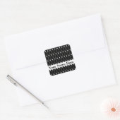 Schwarze Raute Gitter mit Monogramm Quadratischer Aufkleber (Umschlag)