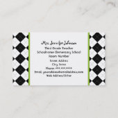 Schwarze Raute Lehrer-grüne Apples Visitenkarte (Rückseite)