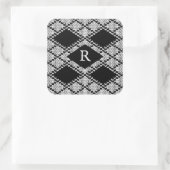 SCHWARZE RAUTE STRICK Große Quadrat Sticker + Ursp (Tasche)