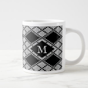 SCHWARZE RAUTE STRICK Große Tasse + Ursprünglich