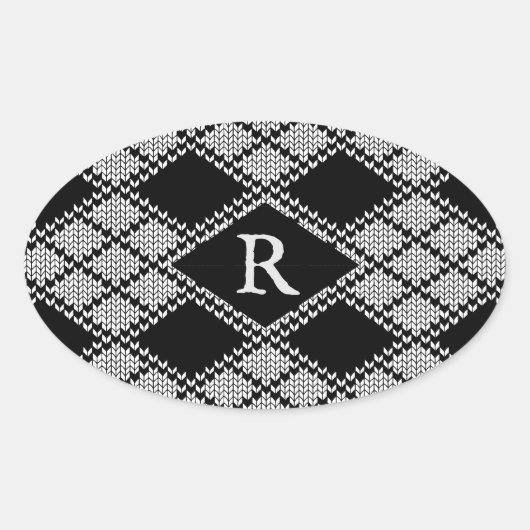 SCHWARZE RAUTE STRICK Oval Stickers + Ursprünglich (Vorderseite)