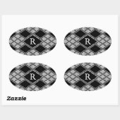 SCHWARZE RAUTE STRICK Oval Stickers + Ursprünglich (Blatt)
