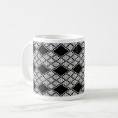 SCHWARZE RAUTE STRICK Weiße Tasse (Vorderseite Links)