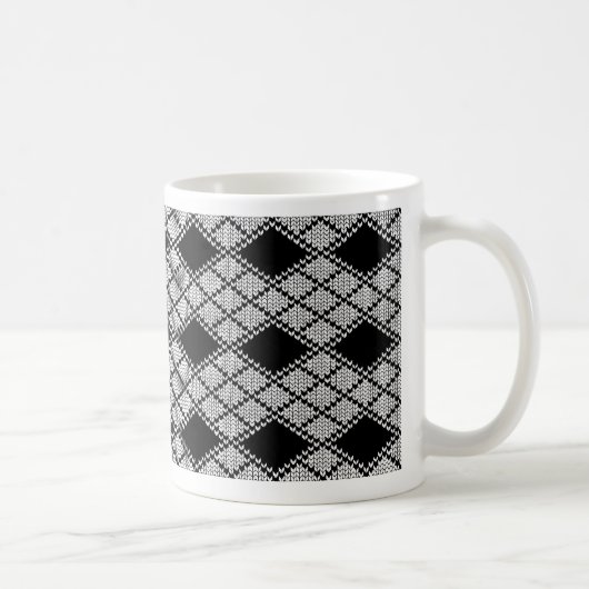 SCHWARZE RAUTE STRICK Weiße Tasse (Rechts)