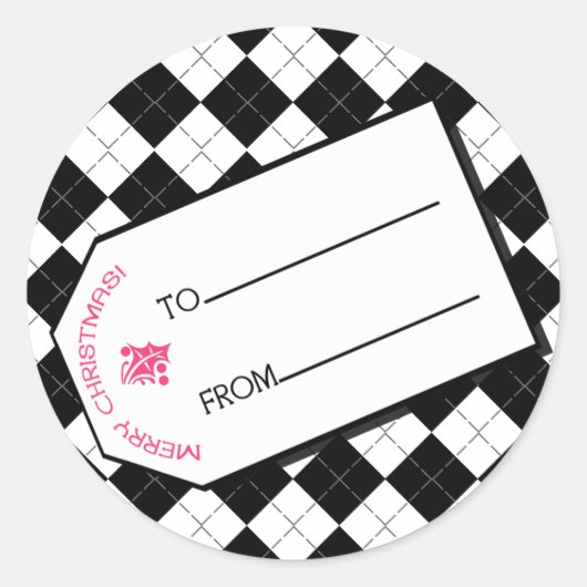 Schwarze Raute Weihnachtsgeschenke Tag Sticker (Vorderseite)