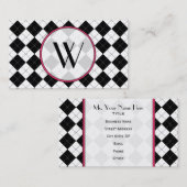 Schwarze Rauten-Monogramm-Mode-Geschäfts-Karte Visitenkarte (Vorne/Hinten)