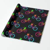 Schwarze Regenbogenbikes farbenfrohe Fahrräder Geschenkpapier (Ungerollt)