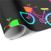 Schwarze Regenbogenbikes farbenfrohe Fahrräder Geschenkpapier (Rolleneckpunkt)