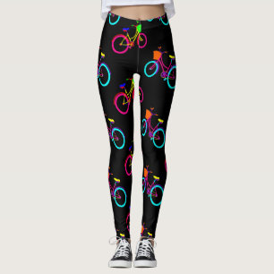 Schwarze Regenbogenbikes farbenfrohe Fahrräder Leggings