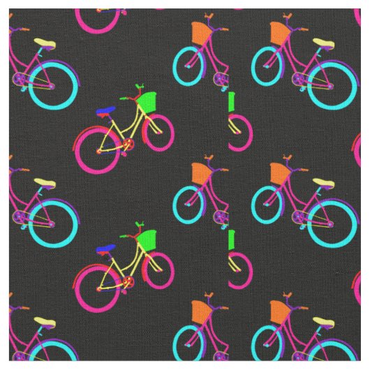 Schwarze Regenbogenbikes farbenfrohe Fahrräder Stoff (Nahaufnahme)