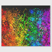 Schwarze Regenbogenfarbe Farbspritzer Bunt Geschenkpapier (Flach)