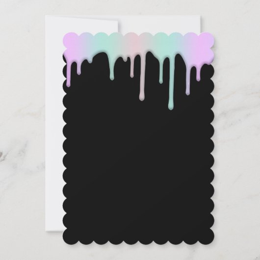 Schwarze, regenbogenfarbene Sterne Kinderdusche Ei Einladung (Rückseite)