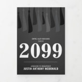 Schwarze Reihe von Tassels 3-Foto-Abschluss Dreifach Gefaltete Einladung (Cover)