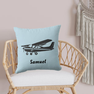 Schwarze Reiseflugzeug-Baby-Party, blaue Luftfahrt Kissen