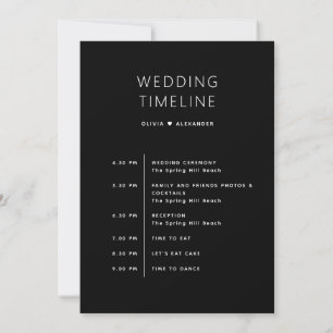 Schwarze Reiseroute & Zeitplan Minimalistische H Einladung