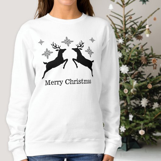 Schwarze Rentiere und Schneeflocken frohe Weihnach Sweatshirt
