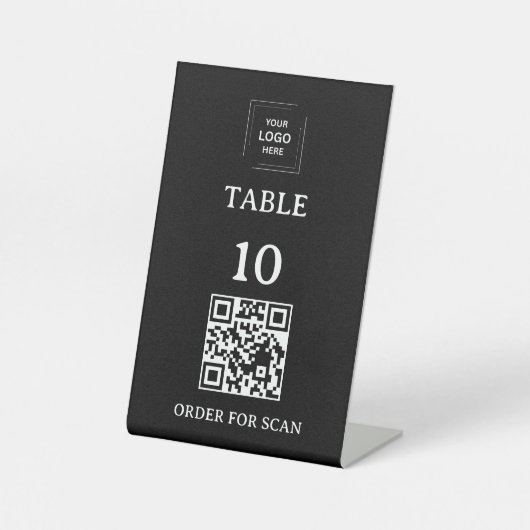 Schwarze Restaurant-Tischnummer QR-Code-Scan zum Sockelschild (Vorderseite)