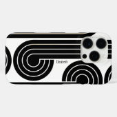 Schwarze Retro-Abstrakt Linien Case-Mate iPhone Hülle (Rückseite (Horizontal))