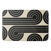 Schwarze Retro-Abstrakte Linien Badematte (Vorderseite)