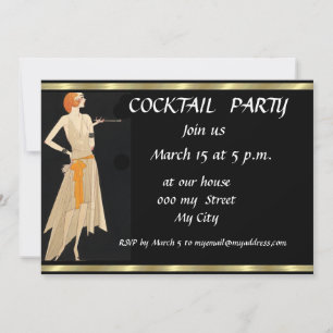 Schwarze Retro-Cocktailparty-Einladung Einladung