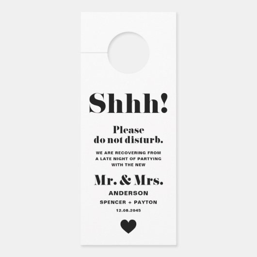 Schwarze Retro-Fett-Typografie stört Hochzeiten ni Türanhänger (Vorderseite)