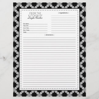 Schwarze Retro-Star-Rezept-Seite