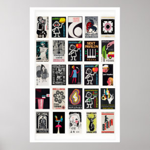 Schwarze Retro-Streichholzschachtel-Etiketten-Wand Poster