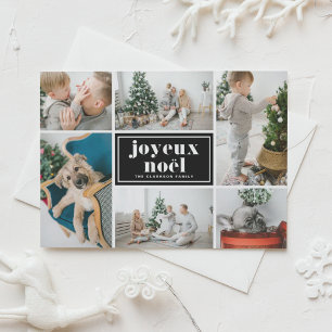 Schwarze Retro-Typografie Frohe Weihnachten Foto-C Magneteinladung