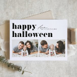 Schwarze Retro Typografie Happy Halloween Zwei-Fot Feiertagskarte<br><div class="desc">Glückliches Halloween! Versenden Sie Halloween-Grüße an Familie und Freunde mit dieser anpassbaren Halloween-Foto-Karte. Es zeichnet sich durch Retro-fett Typografie aus. Personalisieren Sie diese,  indem Sie Ihre Daten hinzufügen. Diese benutzerdefinierte Halloween-Karte ist auf anderen Karten erhältlich. Matching-Elemente sind verfügbar.</div>