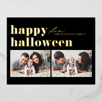 Schwarze Retro Typografie Happy Halloween Zwei-Fot