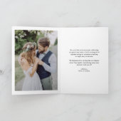 Schwarze Retro Typografie Moderne Hochzeit des Fot Dankeskarte (Innenseite)