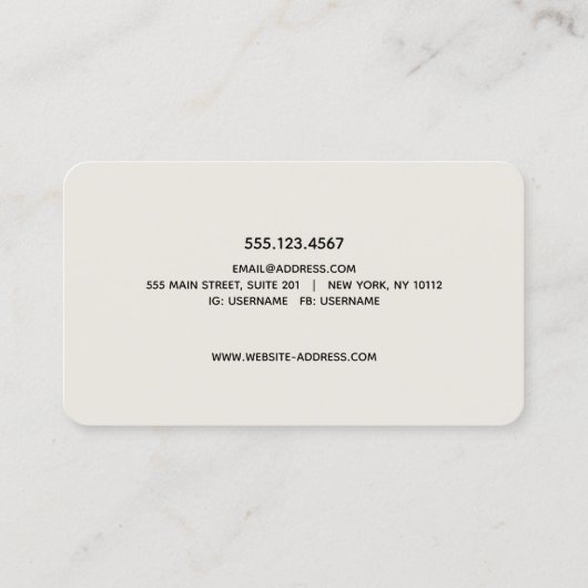 Schwarze Retro-Typografie Visitenkarte (Rückseite)