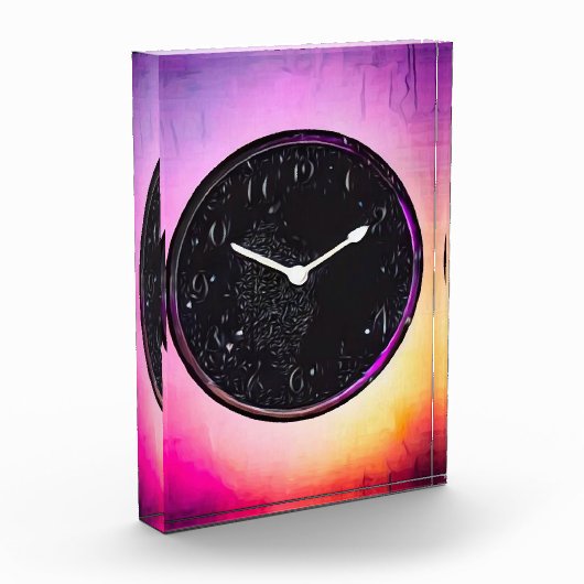 Schwarze Retro-Uhr Fotoblock (Links)